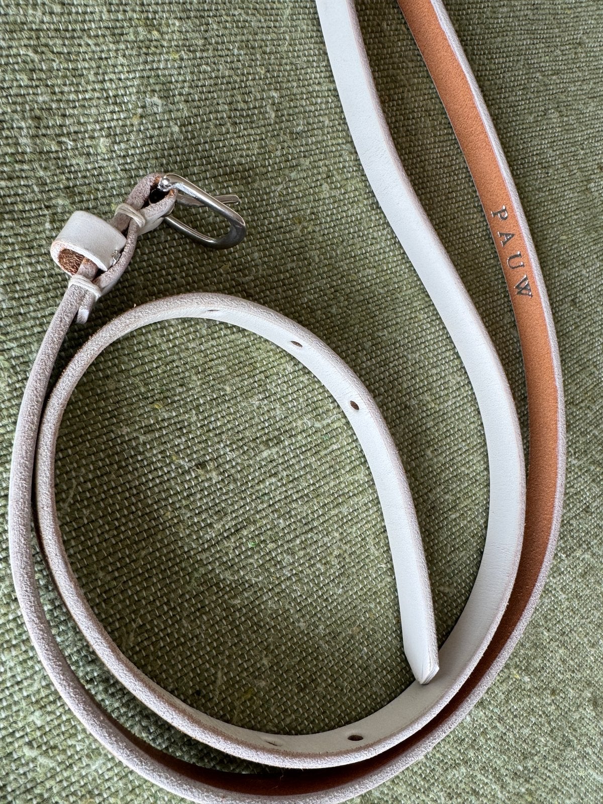Pauw dubbele riem, wit leer, 2x 100cm, Ophalen of Verzenden, Wit, 100 cm of meer, Echt leder