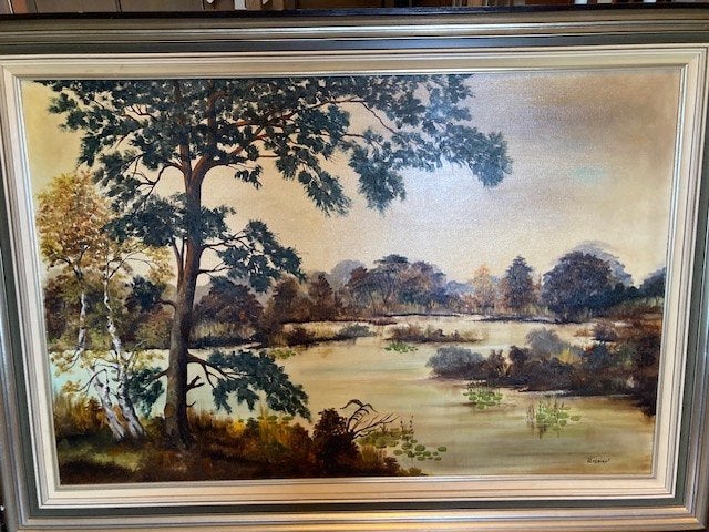 schilderij, Antiek en Kunst, Kunst | Schilderijen | Klassiek, Ophalen, Doek, Ingelijst, Landschap