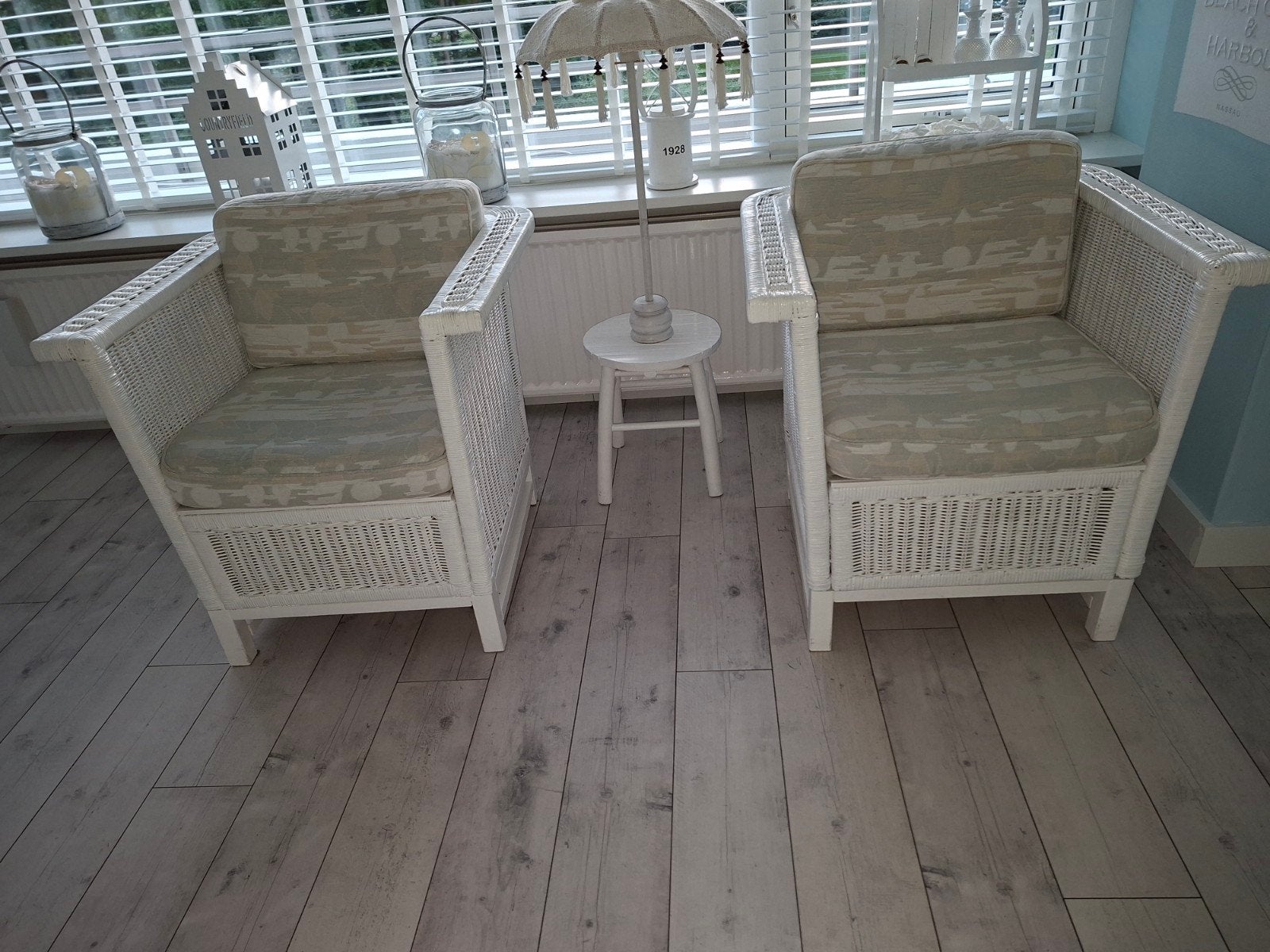 FAUTEUILES 2 STUKS WIT, Ophalen, Hout, Gebruikt, Minder dan 75 cm