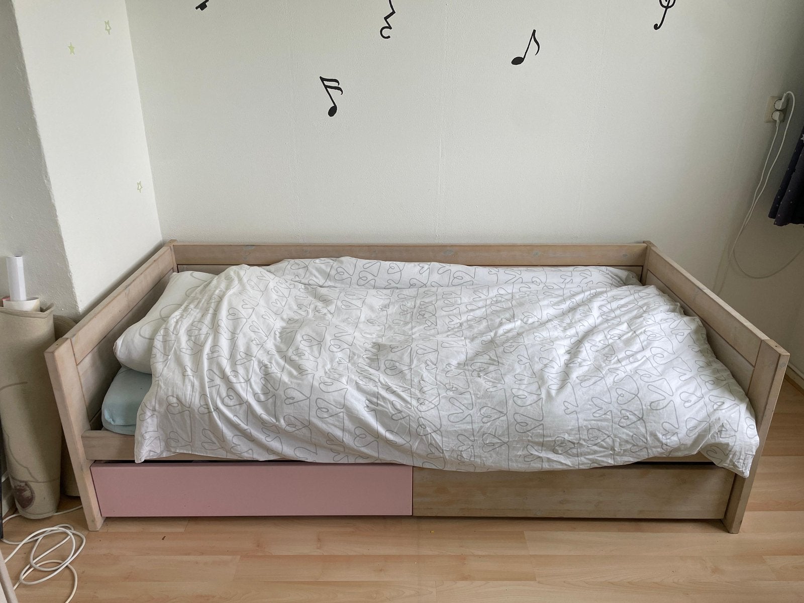 Slaapkamerset Life Time grenen white wash:1 pers bed-kast, Gebruikt, 100 cm of meer, 180 cm of meer, Ophalen
