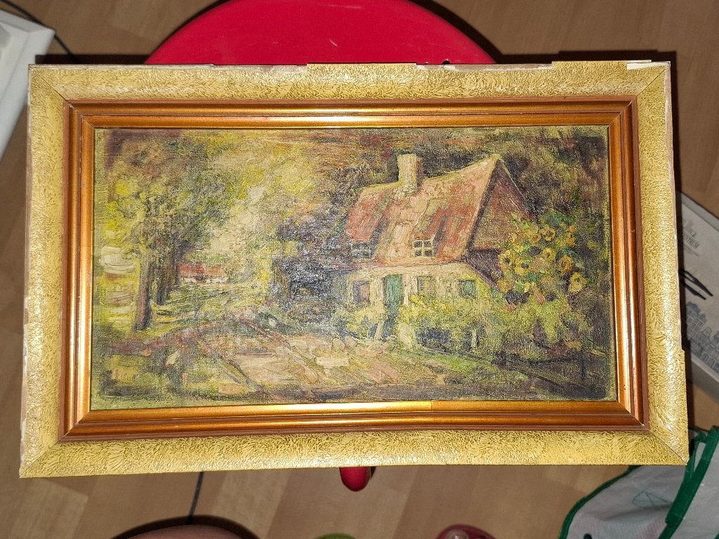 Oude schilderij olieverf op hout, Ophalen