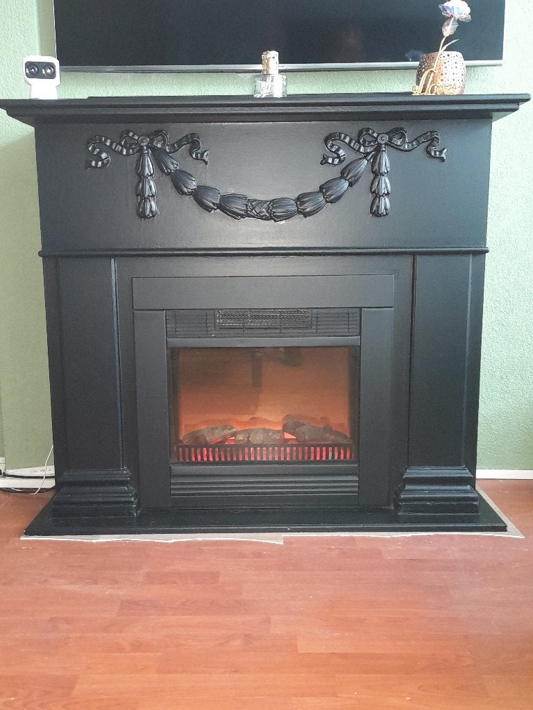 Zwarte schouw met kachel, Ophalen, Gebruikt, 106 cm, 122 cm