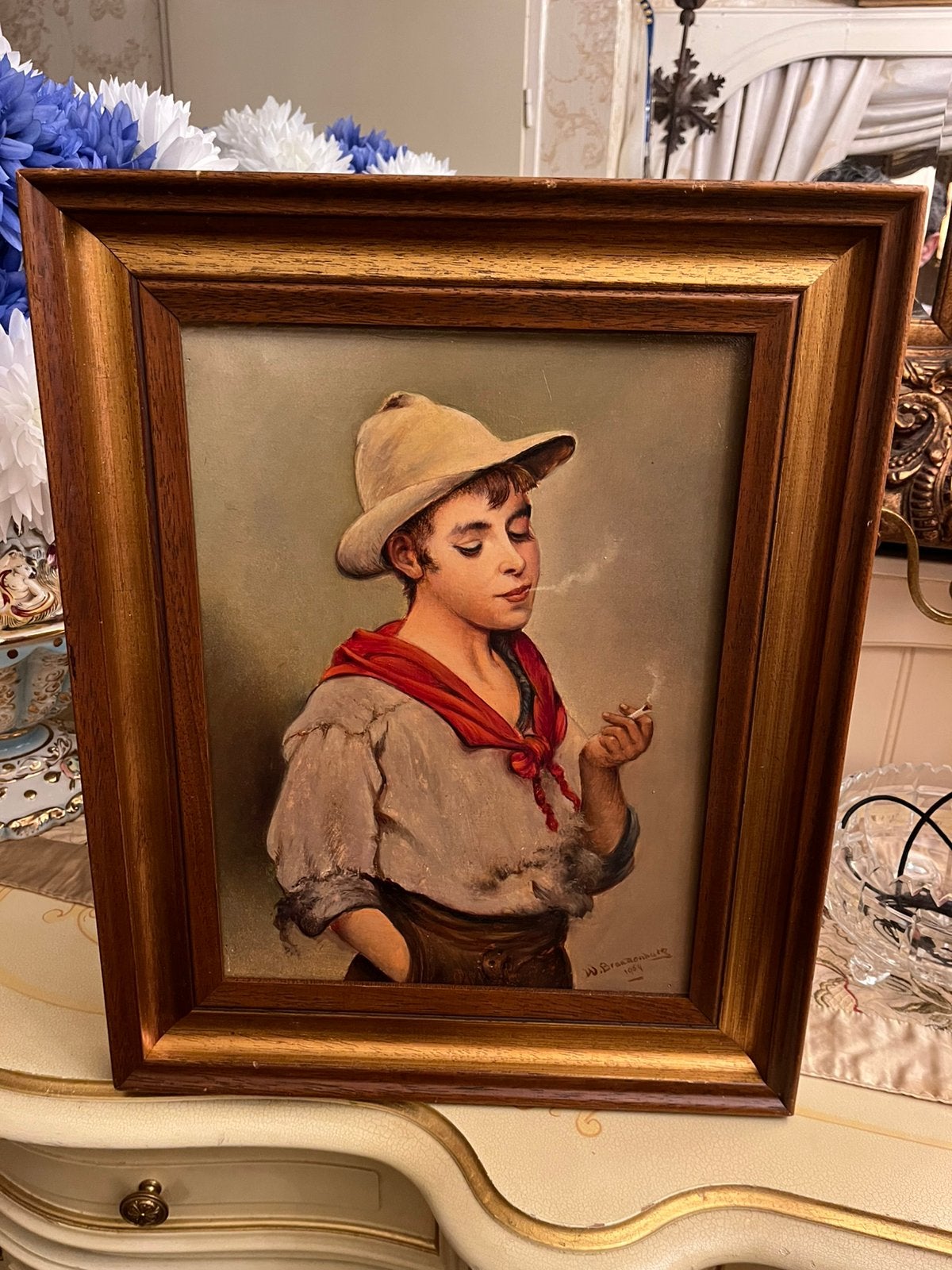 Antiek olieverf portret schilderij, Ophalen of Verzenden