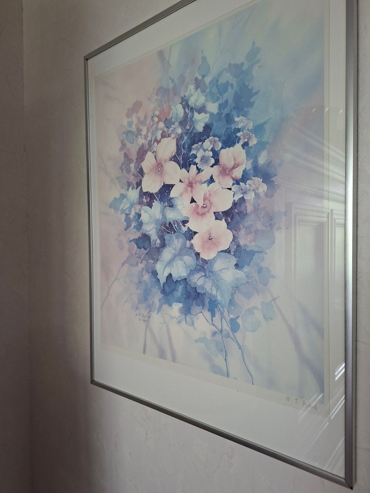 Aquarel Bloemen W.F. Bijkerk 1990, Realistisch, Aquarel, Papier, Origineel werk