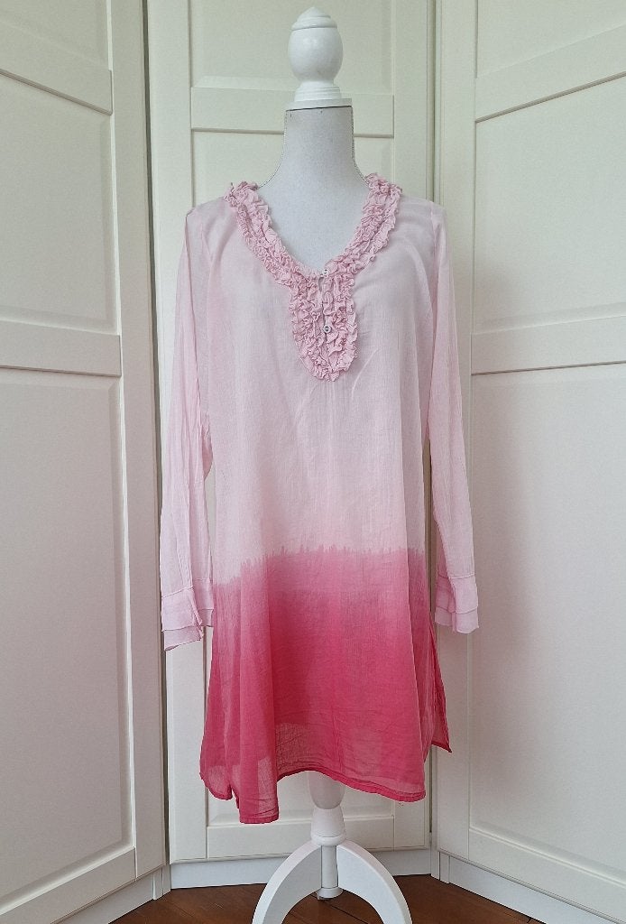 DIDI roze dunne tie dye longsleeve tuniek jurk, maat XL, Kleding | Dames, Maat 46/48 (XL) of groter, Didi, Ophalen of Verzenden