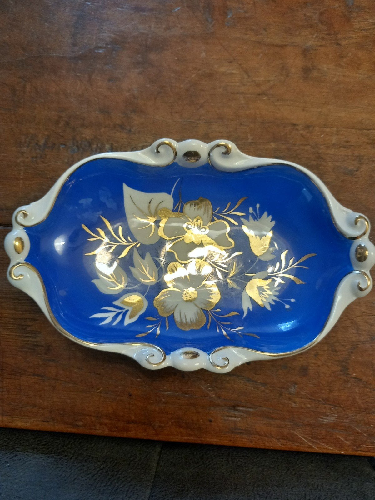 Vintage JLMENAU Porseleinen Schaal - Blauw met Goud, Ophalen of Verzenden