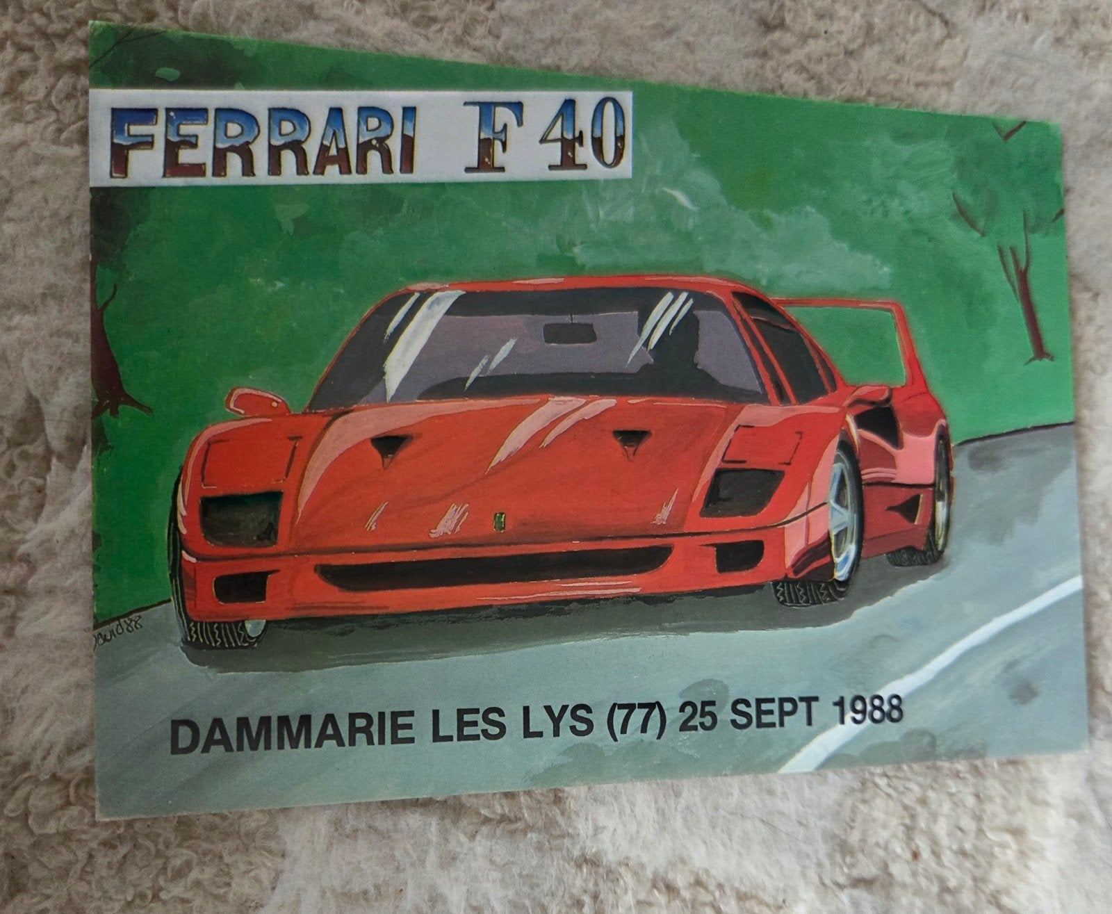 Ferrari F40 Ansichtkaart - Gelimiteerde Oplage, Verzamelen, Verzenden, 1980 tot heden, Ongelopen, Voertuig