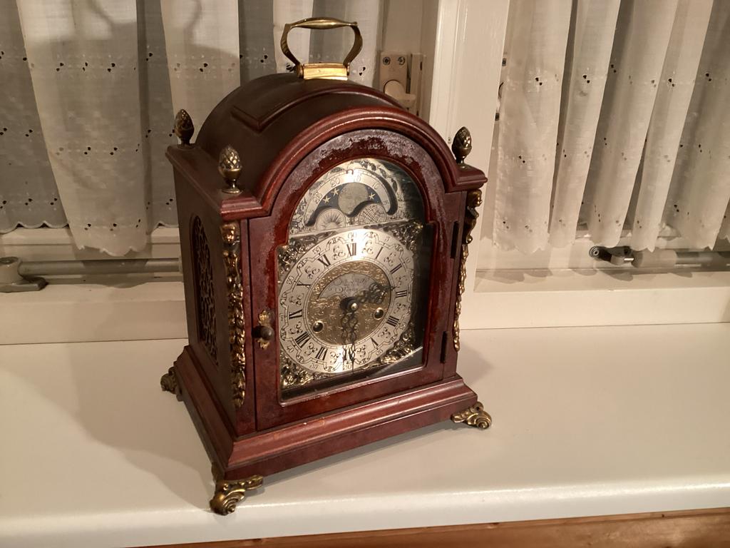 Antieke Tafelklok met Maanfase en Slagwerk, Ophalen of Verzenden