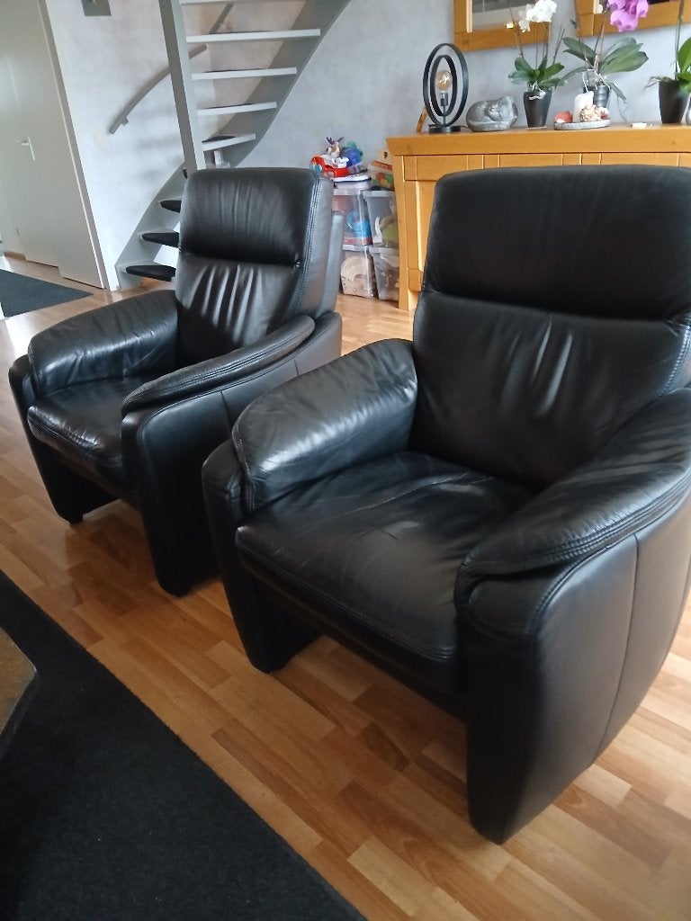 2 leren fauteuils, Ophalen, Gebruikt, 50 tot 75 cm, Leer