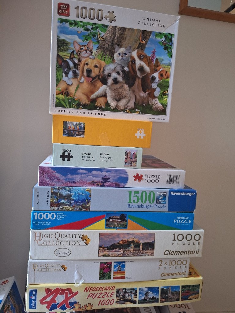 Grote collectie legpuzzels (1000 en 1500 stukjes) €20, Ophalen, 500 t/m 1500 stukjes, Gebruikt, Legpuzzel