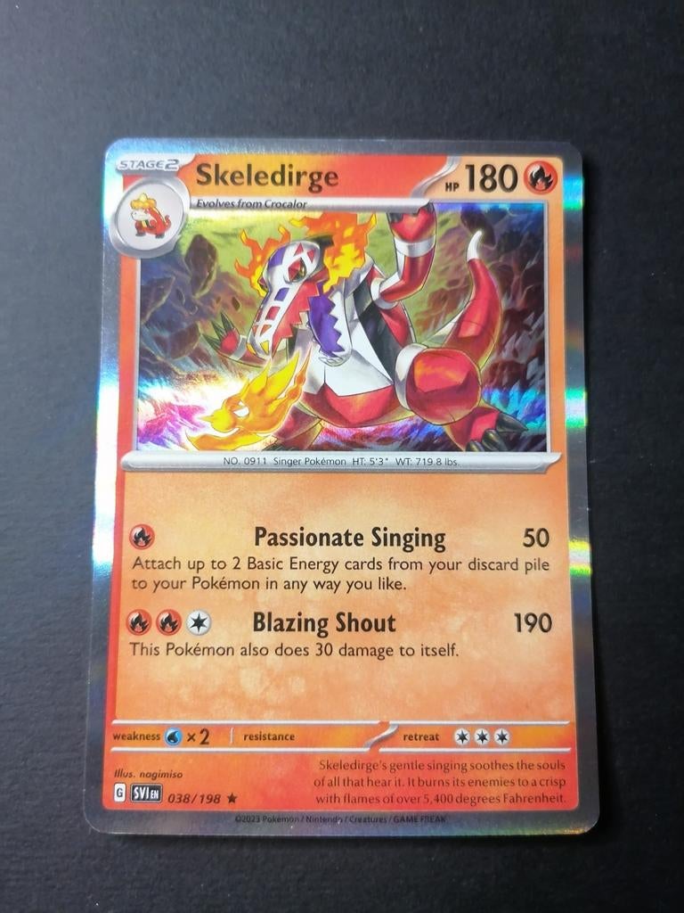Skeledirge - Holofoil Scarlet & Violet 038/198 - Pokémon, Ophalen of Verzenden, Zo goed als nieuw, Foil
