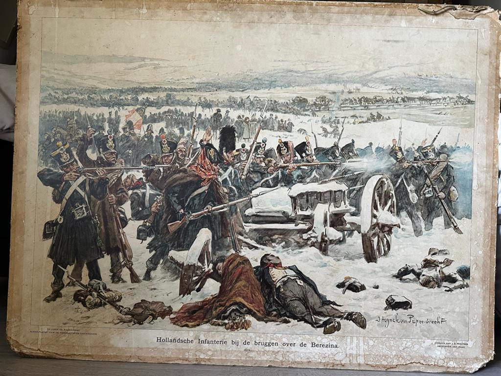 Schoolplaat Hollandse Infanterie Berezina 1812 - Geschiedeni, Antiek en Kunst, Ophalen, Geschiedenis