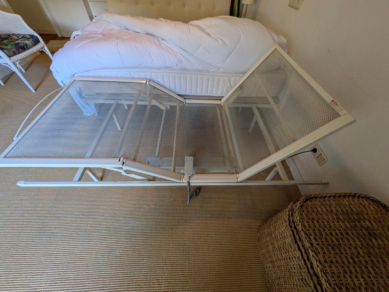2x Verstelbare Auping Bedbodems, Huis en Inrichting, Slaapkamer | Bedden, Ophalen, 90 cm, Wit, Tweepersoons