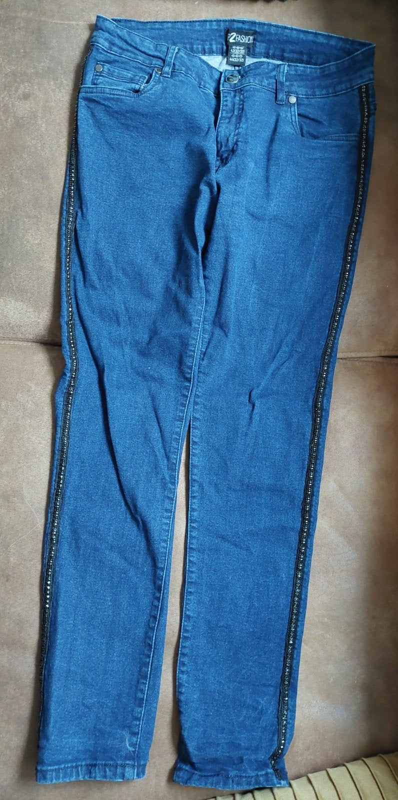 UP2FASHION Jeans met strassband, maat 42/44, Kleding | Dames, Blauw, Ophalen of Verzenden, W33 - W36 (confectie 42/44), UP2FASHION