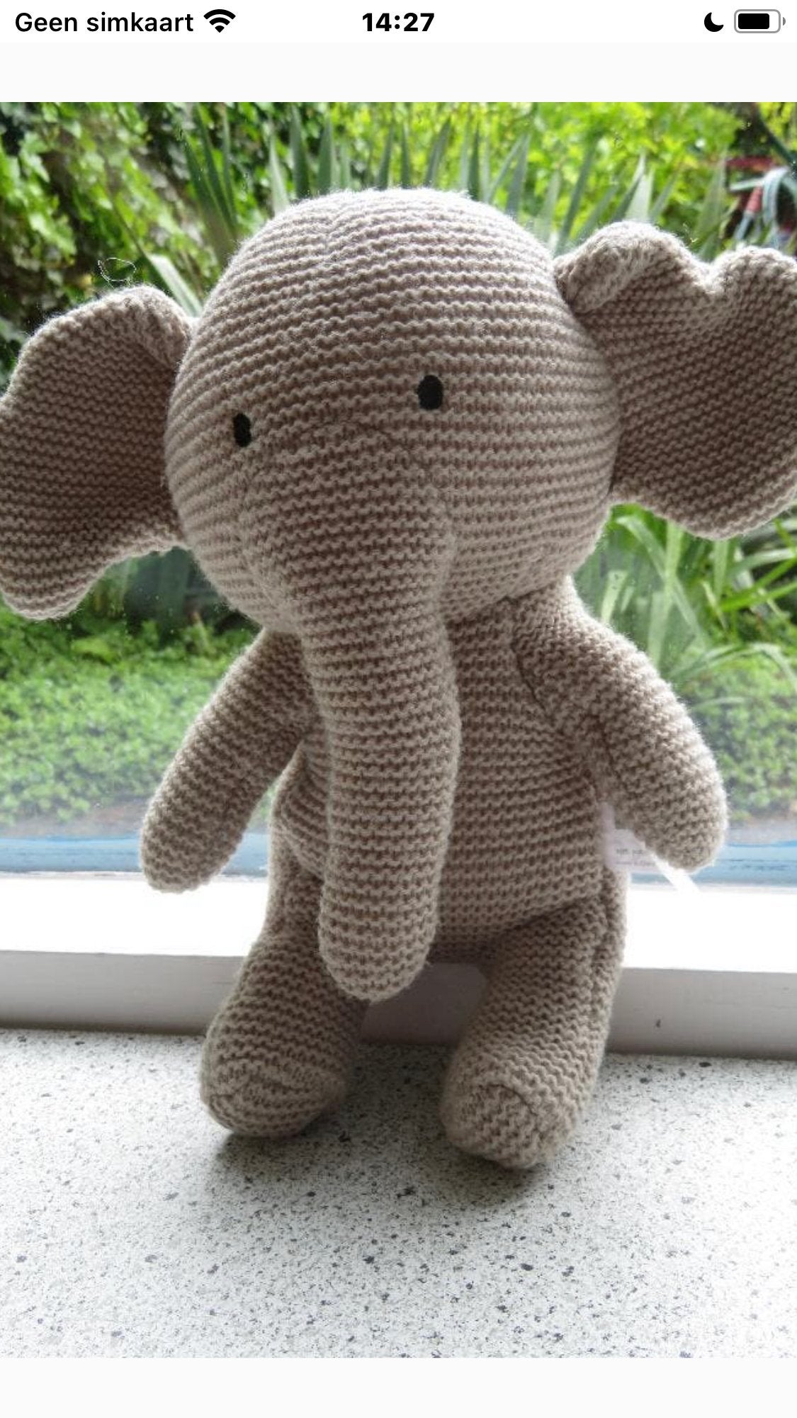 Hema gebreid olifantje beige, 30 cm, rookvrij huis, Hema, Ophalen of Verzenden, Zo goed als nieuw, Middelgroot (20 tot 80 cm)
