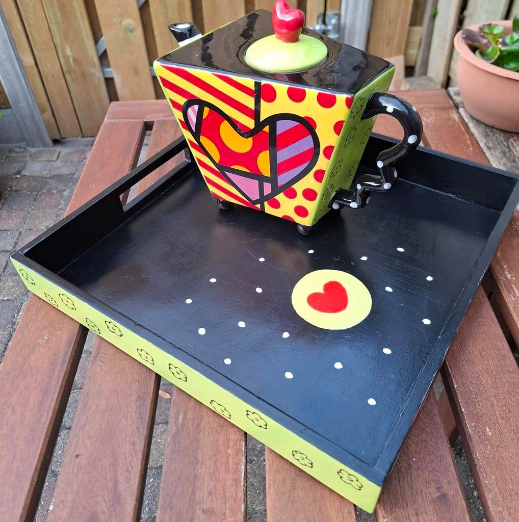 Unieke set. Theepot en dienblad. Moederdag tip!!, Ophalen of Verzenden, Nieuw, Overige stijlen, Overige typen
