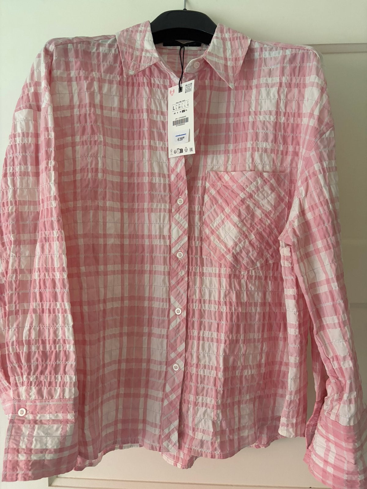 Nieuw seersucker damesblouse L, Ophalen of Verzenden, Nieuw, Maat 42/44 (L), Roze