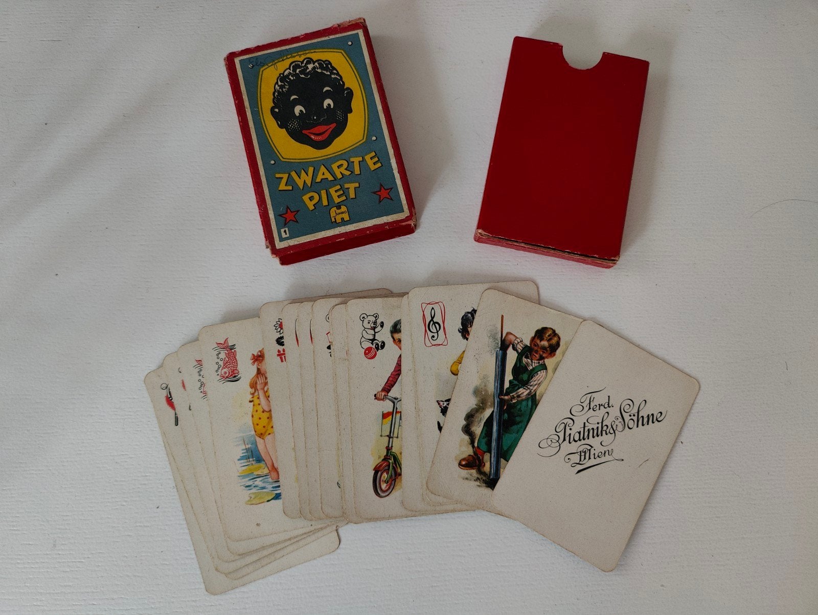 Retro Zwarte Piet kaartspel, Vijf spelers of meer, Ophalen of Verzenden, Gebruikt, Ferd. Piatnik & Söhne Wien