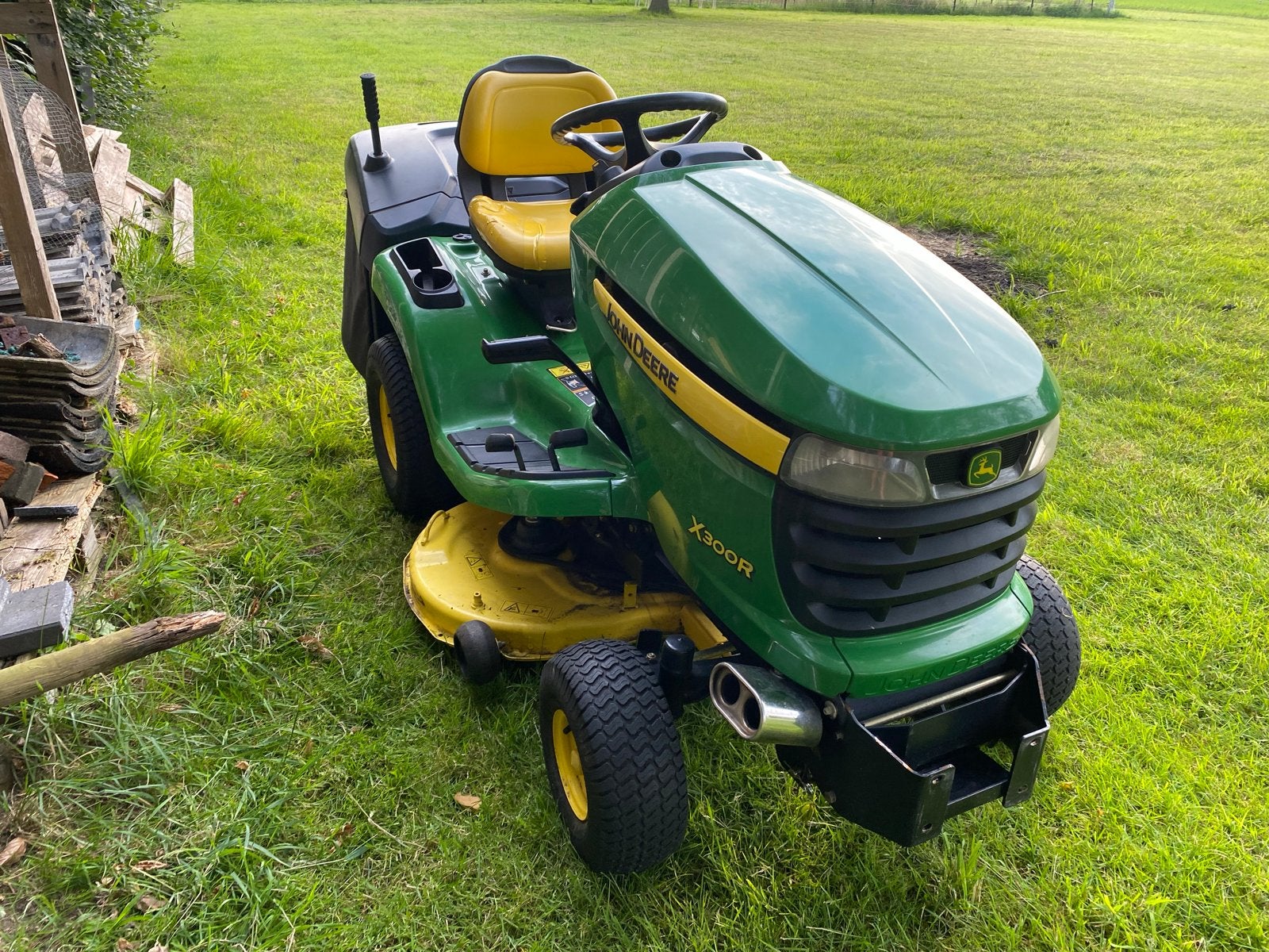 John Deere X300R, Ophalen, Cirkelmaaier, Gebruikt, Elektrische starter