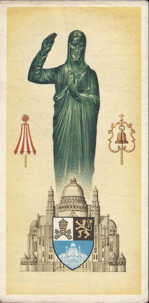 Bp245 prentje 100e verjaring feest van het heilig hart 1956, Verzamelen, Ophalen of Verzenden, Zo goed als nieuw, Kaart of Prent