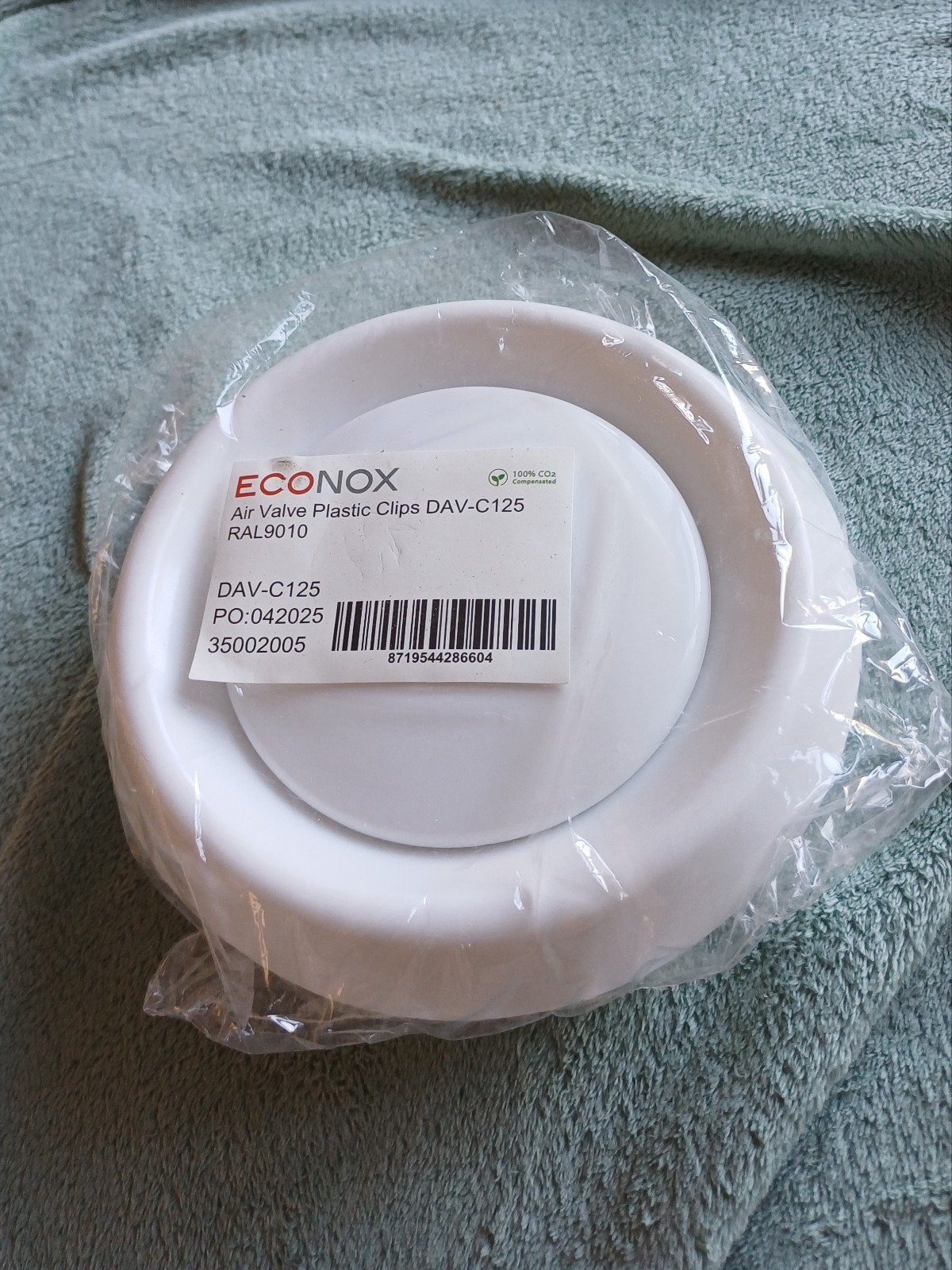 4 Nieuwe Econox Air Valve Plastic Clips DAV-C125 RAL9010, Ophalen of Verzenden, Nieuw, Ventilator