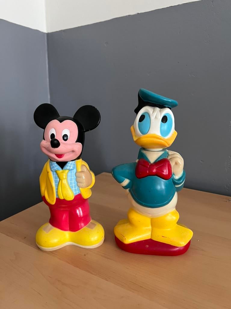 Mickey Mouse & Donald Duck Walt Disney setje kunstof izgst, Ophalen of Verzenden, Mickey Mouse, Zo goed als nieuw, Beeldje of Figuurtje