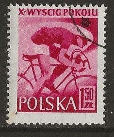 Polen 56, wielrennen, Verzenden, Polen, Gestempeld