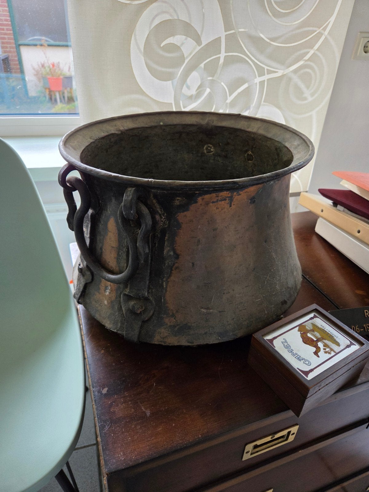 Antieke Franse koperen grote appelboter snoep ketel pot, Antiek en Kunst, Ophalen