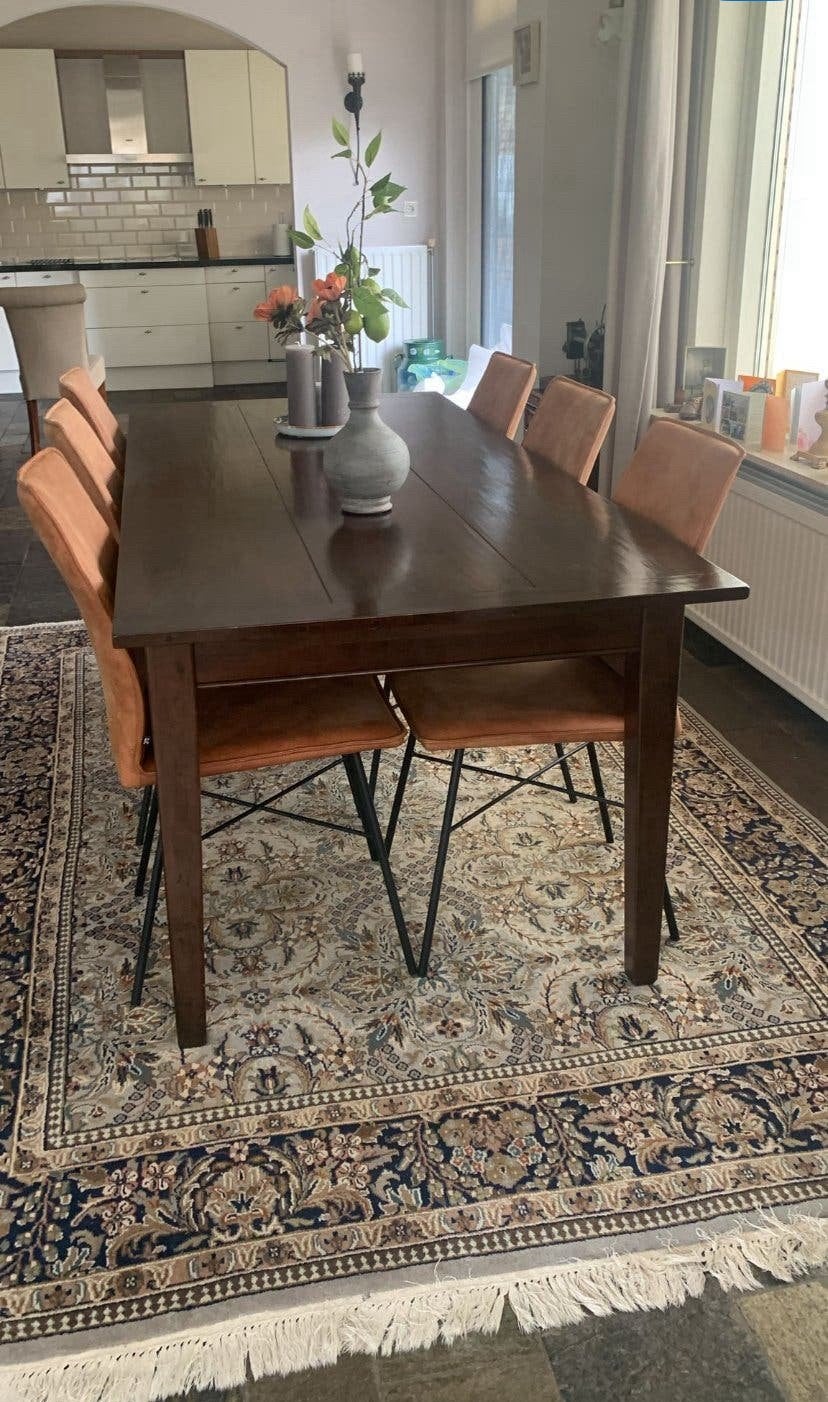 Eettafel ( Engels kersenhout) massief, Ophalen, 200 cm of meer, 50 tot 100 cm, Zo goed als nieuw