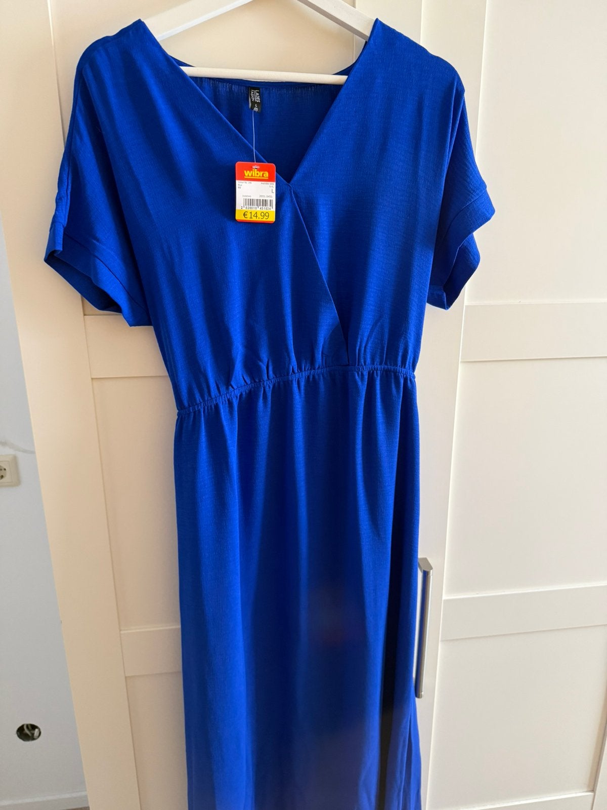 Blauwe getailleerde lange jurk en lint maat L, Kleding | Dames, Jurken, Blauw, Maat 42/44 (L), Nieuw, Ophalen of Verzenden