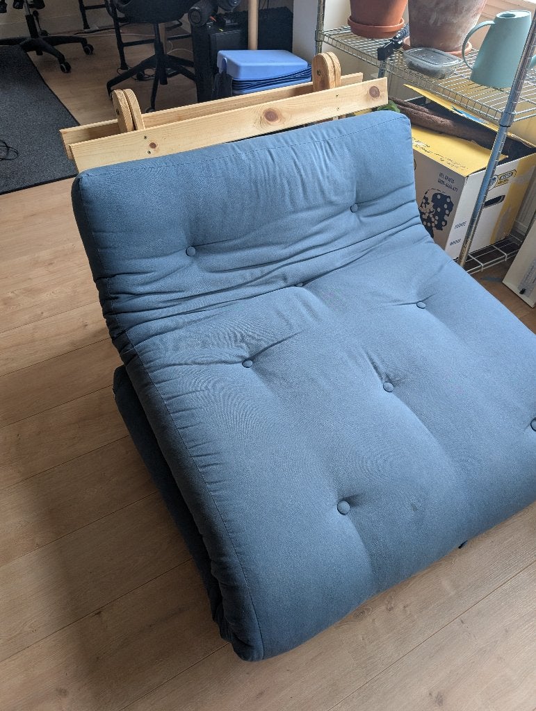 Sofa bed (futon) chaise lounge and lounge chair 90x200, Ophalen, Gebruikt, 90 cm, Eenpersoons