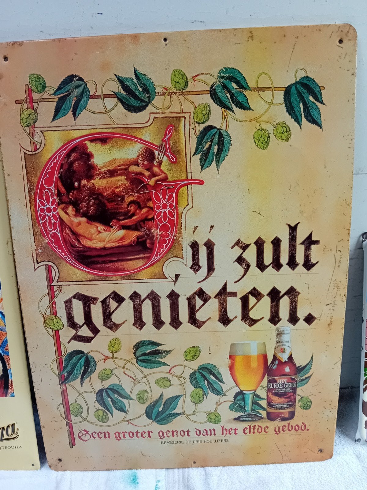 ijzeren reclamebord, Ophalen, Reclamebord