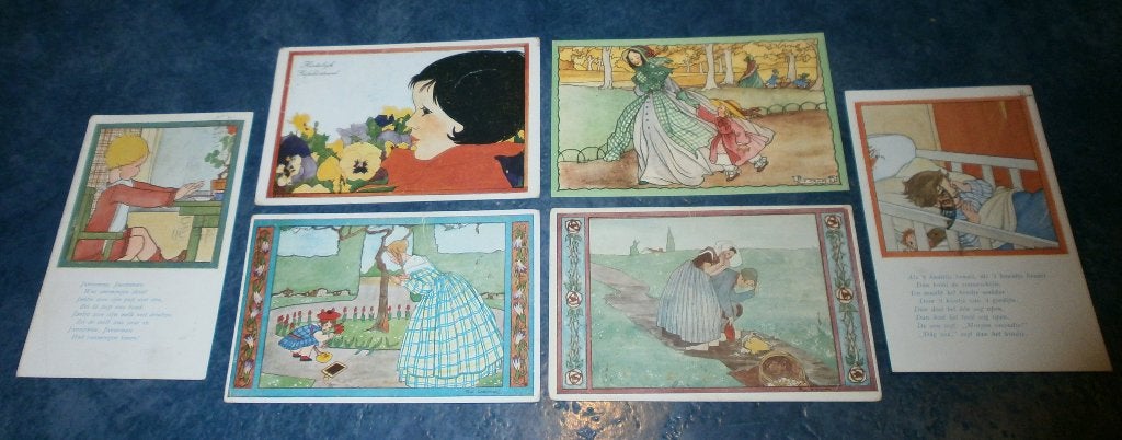 6 oude RIE CRAMER kaarten, Verzenden, 1960 tot 1980, Gelopen, Kinderen