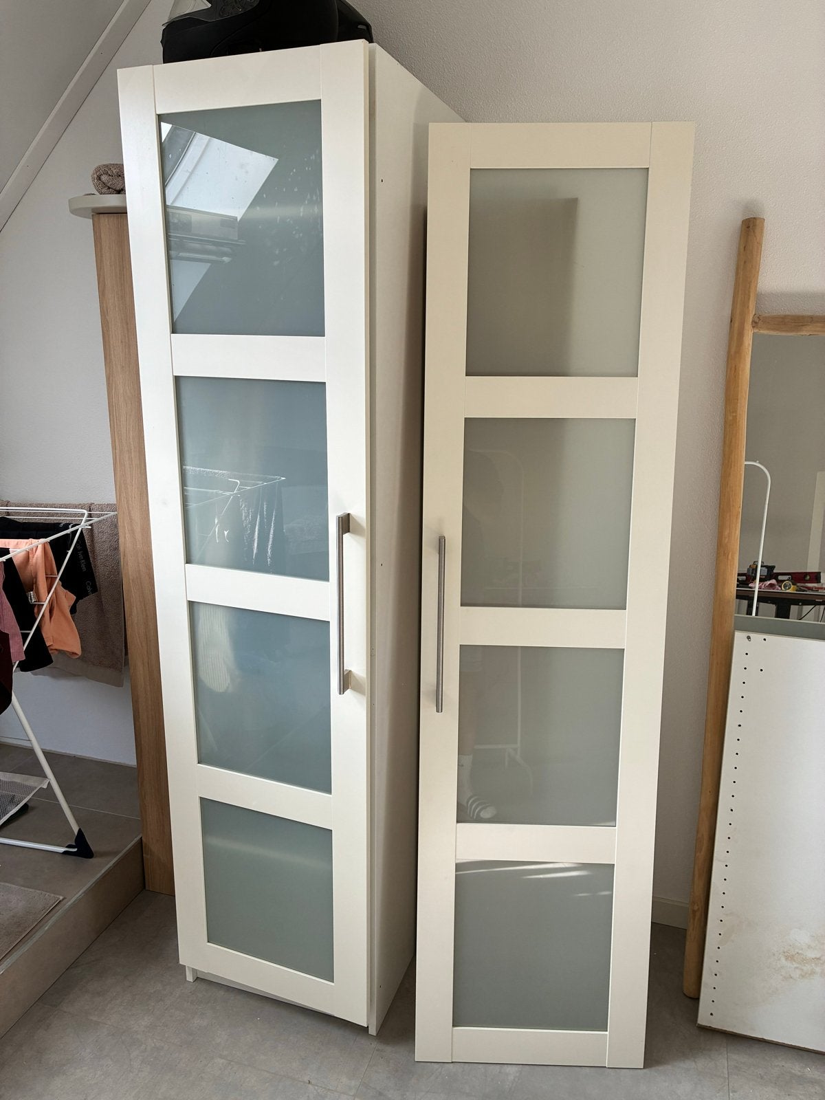 2 nette IKEA Pax kastdeuren met melkglas 50x195 cm, Huis en Inrichting, Kasten | Kledingkasten, Ophalen, Minder dan 50 cm, Gebruikt