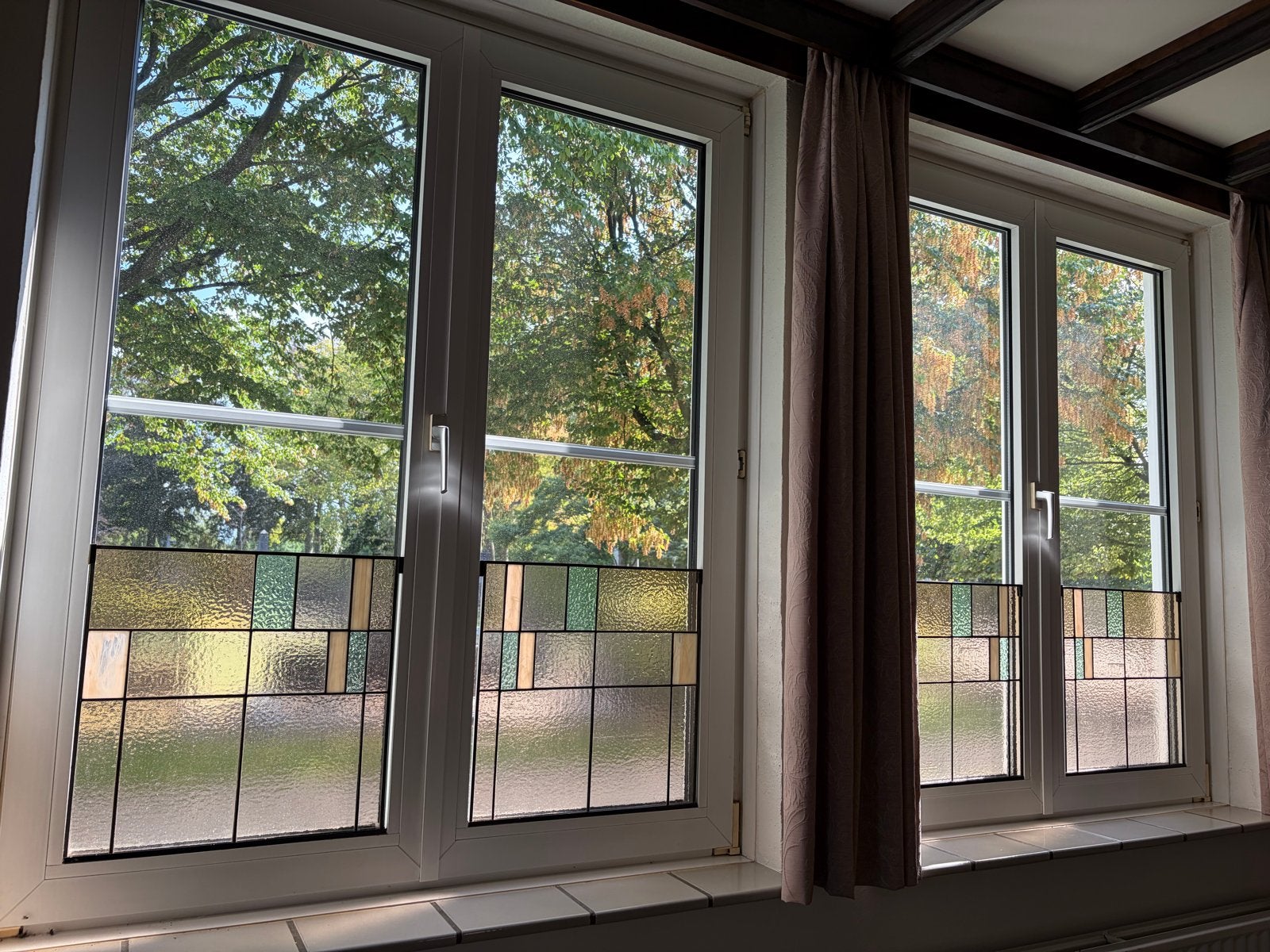 Decoratief Glas-in-lood Voorzetramen (4 stuks), Ophalen, Gevelraam of Ruit, Gebruikt, 80 tot 120 cm