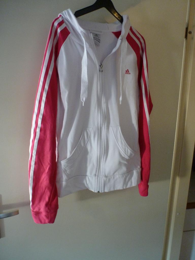 ADIDAS hoodie vest wit roze 42 -GRATIS zend, Verzenden, Wit, Maat 42/44 (L), Fitness of Aerobics