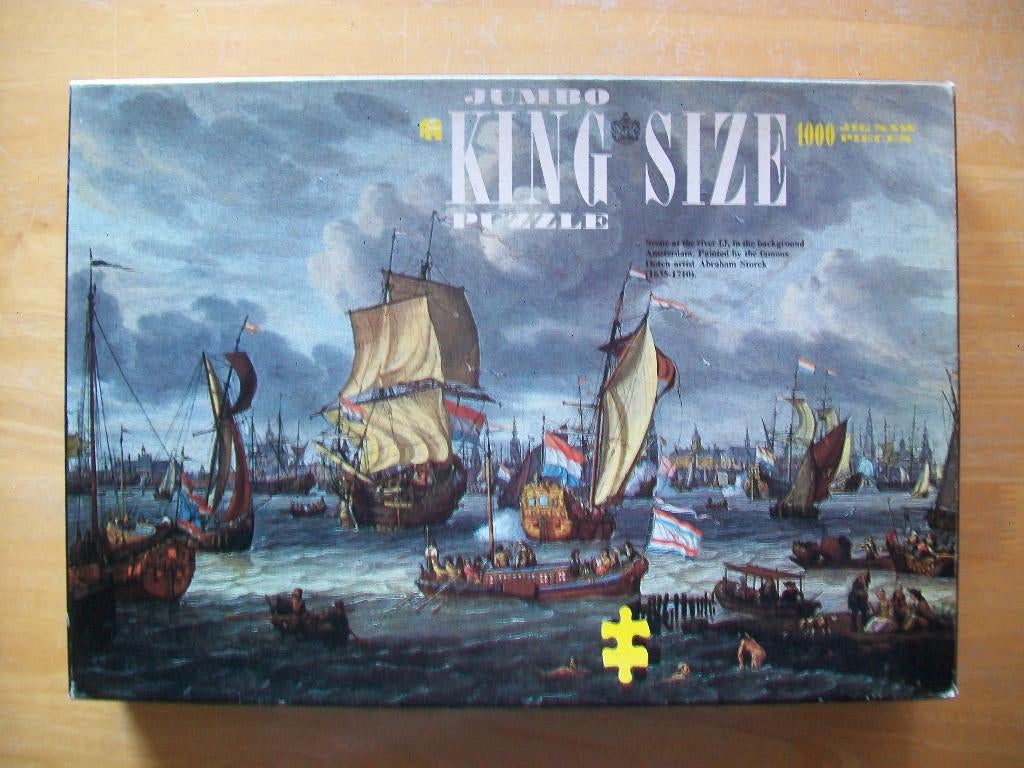 vintage puzzel Amsterdam, het IJ, schepen 17e eeuw, Ophalen of Verzenden, 500 t/m 1500 stukjes, Gebruikt, Legpuzzel
