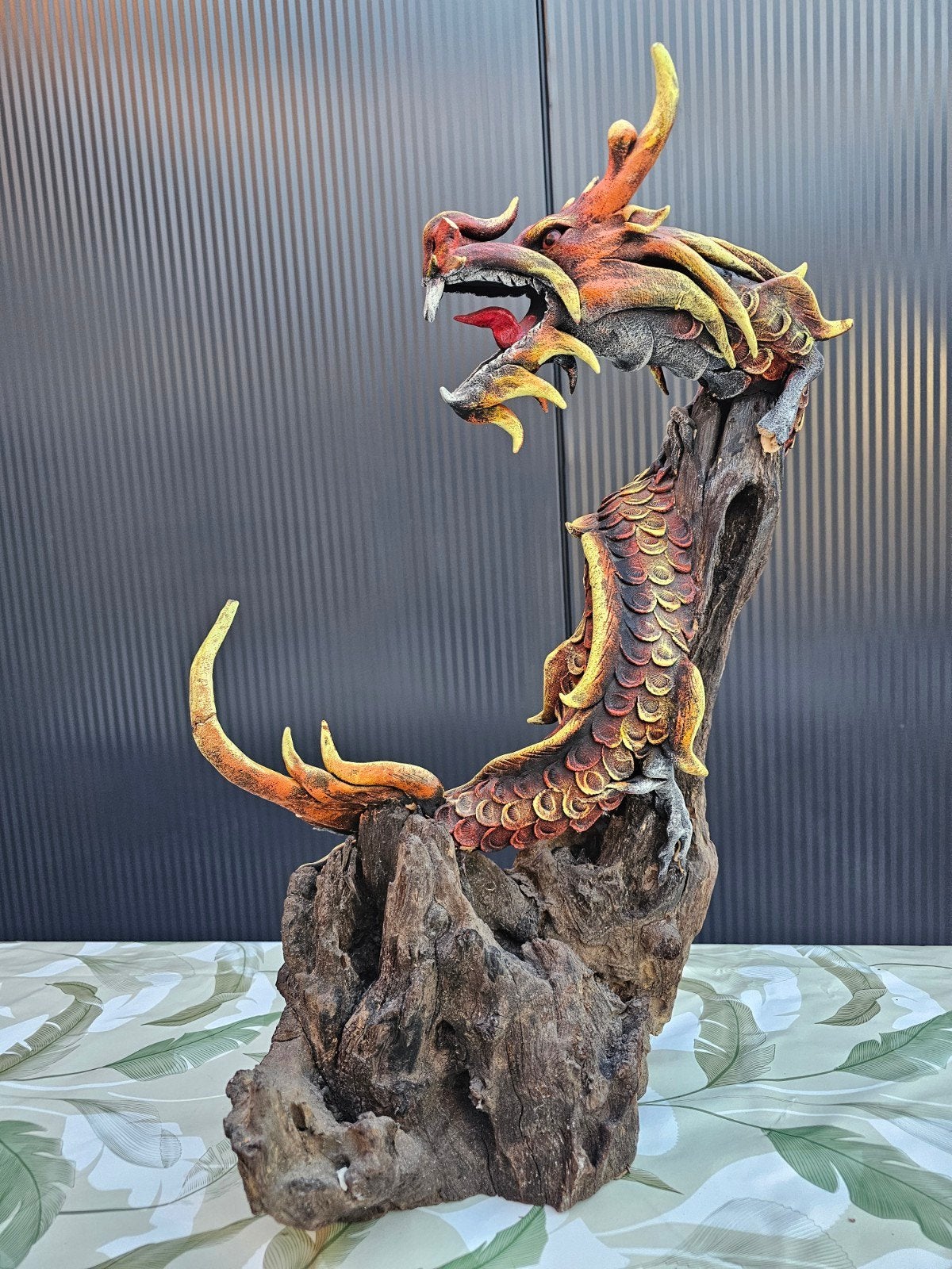 Houten Draak - 76 cm hoog, Antiek en Kunst, Kunst | Beelden en Houtsnijwerken, Ophalen of Verzenden
