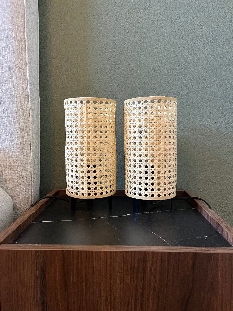 2x Ikea Saxhyttan nachtlamp/tafellamp, 26 cm, Zo goed als nieuw, Met schakelaar, IKEA