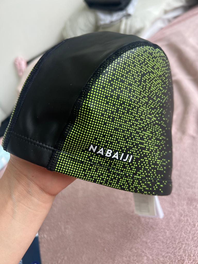 Nieuwe Nabaiji zwemmuts, zwart met neongeel patroon, Ophalen of Verzenden, Zo goed als nieuw