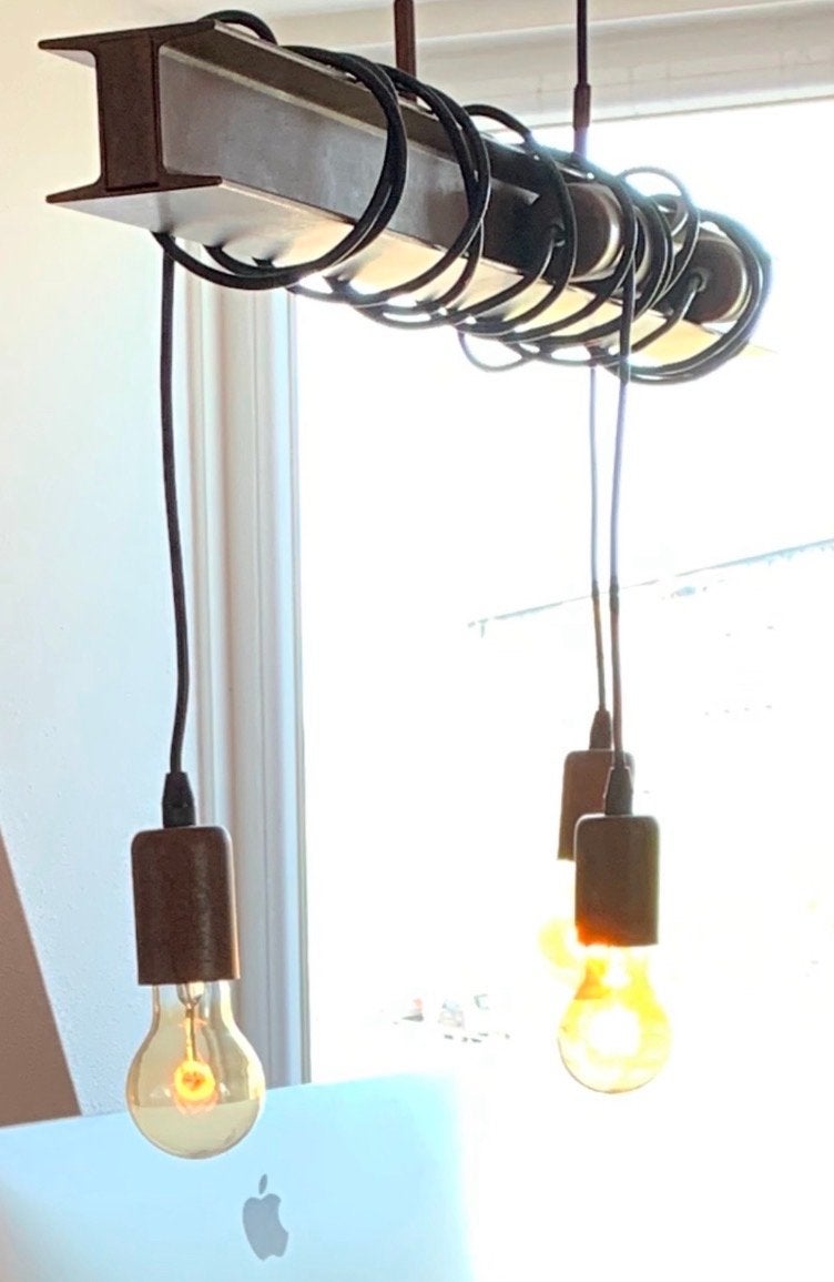 Industriële eglo bollenlamp - Uniek design met 5 fittingen, Zo goed als nieuw, Minder dan 25 cm, Minder dan 100 cm, Metaal