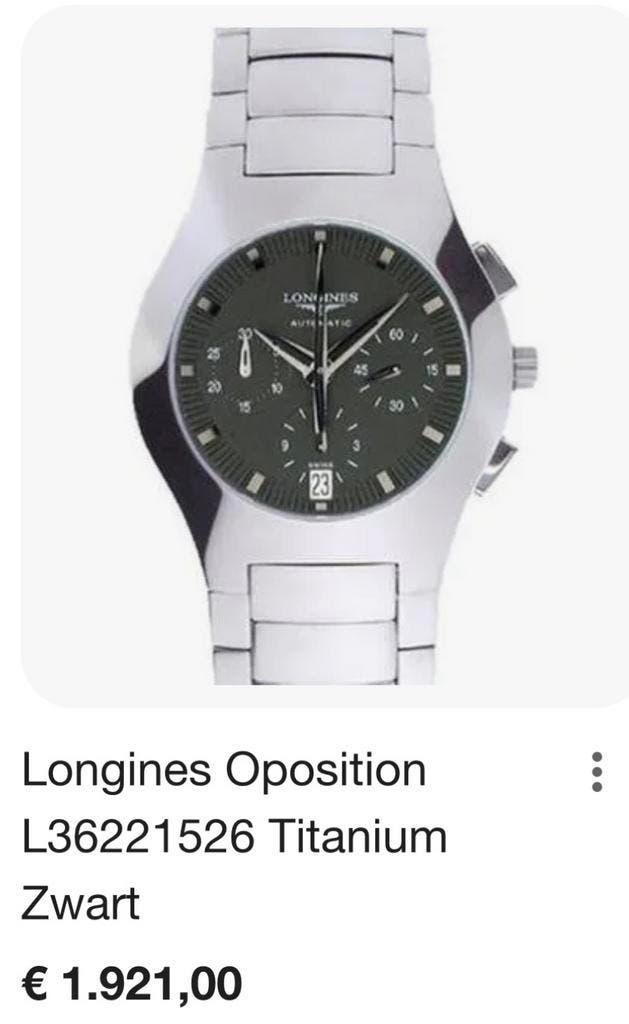 LONGINESS OPPOSITION TITANIUM AUTOMTIC HORLOGE, Polshorloge, Overige materialen, Nieuw, Ophalen