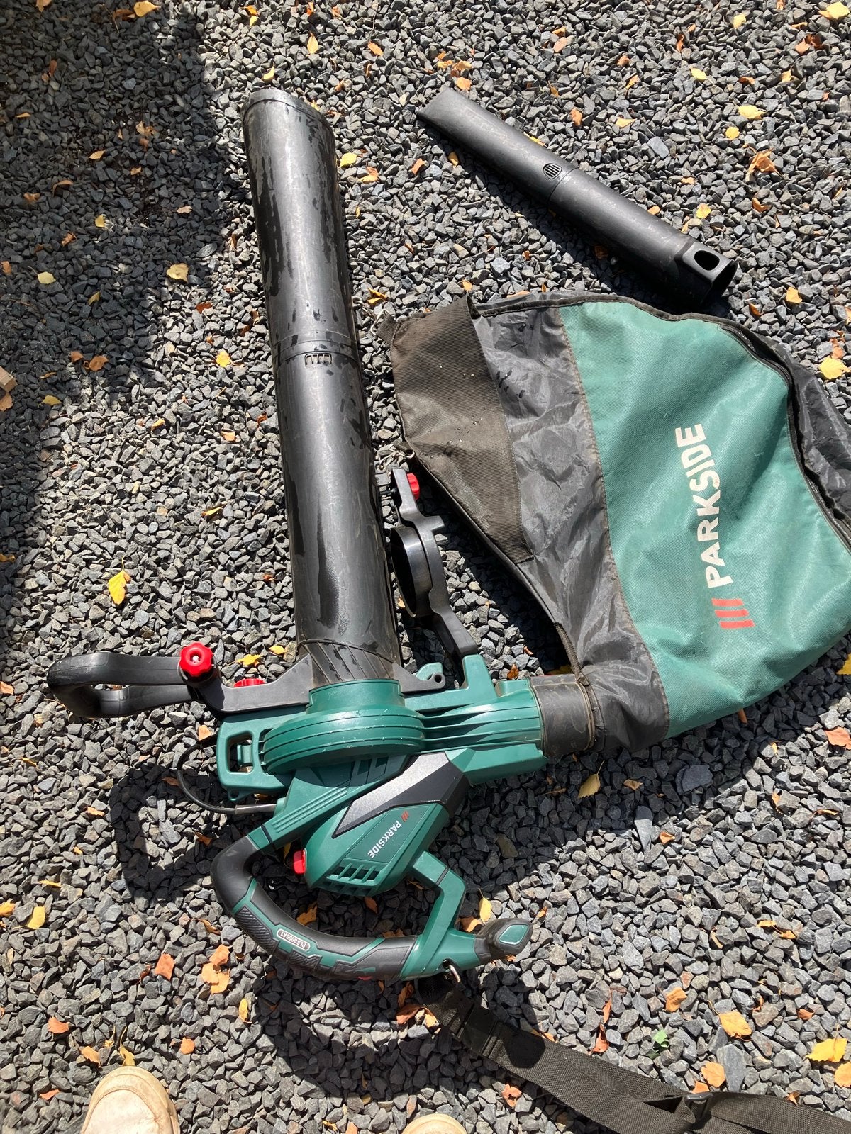 Parkside Elektrische Bladblazer/Bladzuiger met Schouderband, Ophalen, Gebruikt, Handgedragen, Met opvangzak