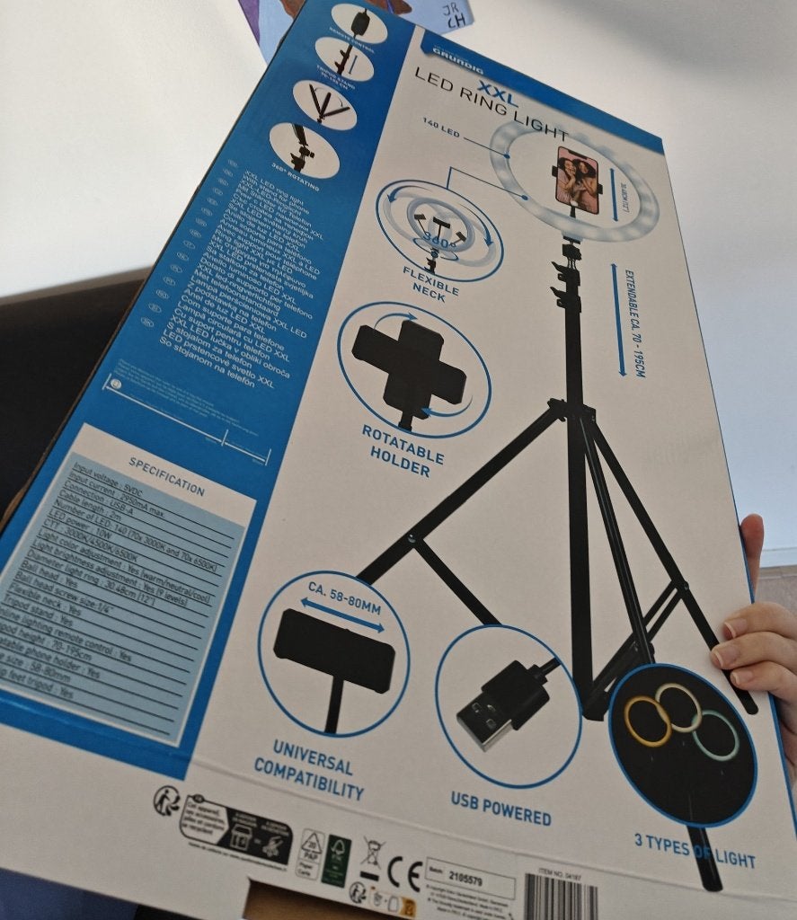 Grundig selfie ringlamp met Statief - xxl, Audio, Tv en Foto, Overige merken, Statief, Ophalen of Verzenden, Gebruikt