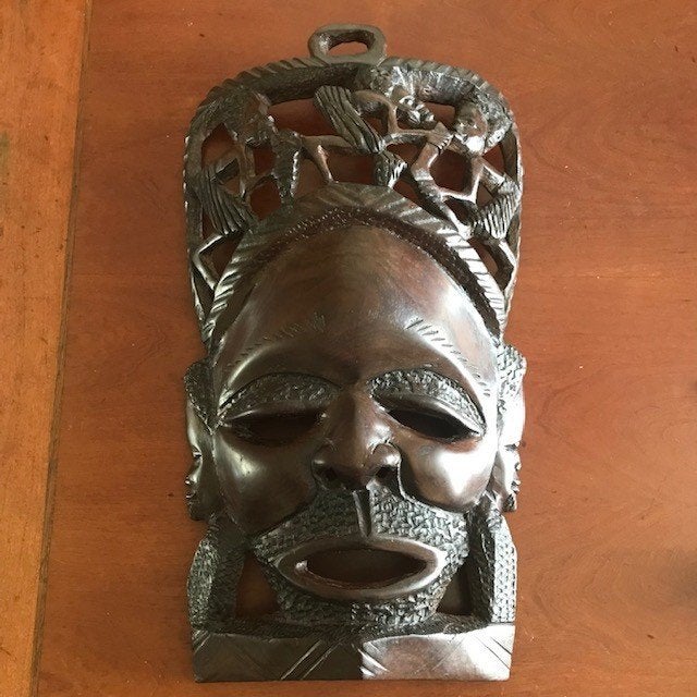 Vintage Johannesburg hout gesneden stam masker, Antiek en Kunst, Ophalen of Verzenden