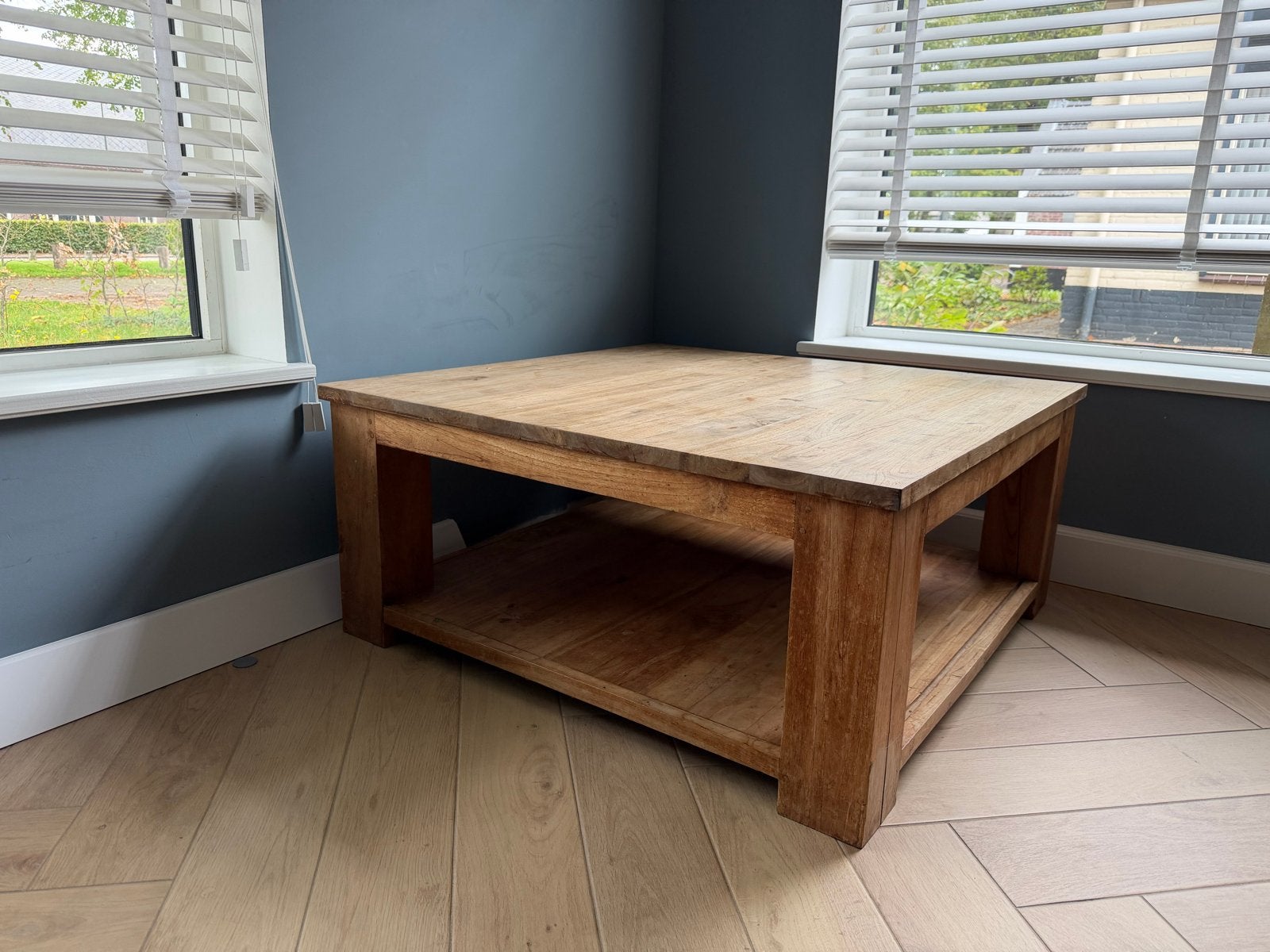 Teak Houten Salontafel - 100x100x45 cm, Huis en Inrichting, Ophalen, Gebruikt, 50 tot 100 cm, 50 tot 100 cm