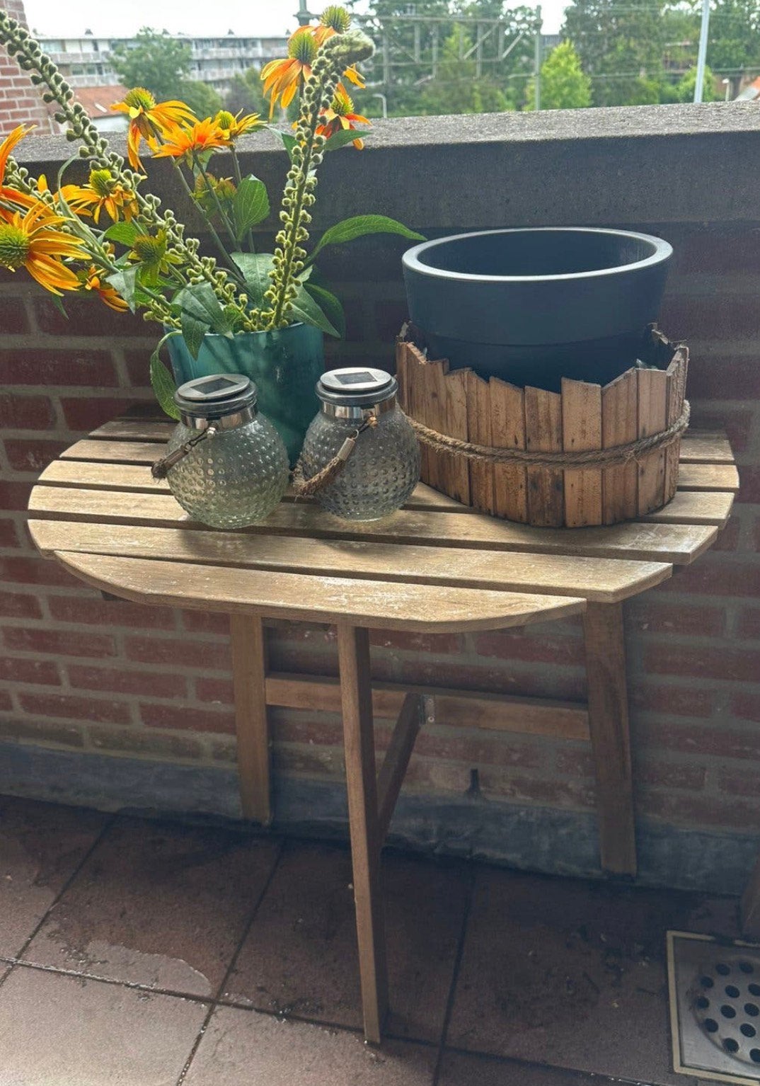 Tafeltje van hout, voor buiten en inklapbaar!, Tuin en Terras, Ophalen of Verzenden, Zo goed als nieuw, Rechthoekig, Hout