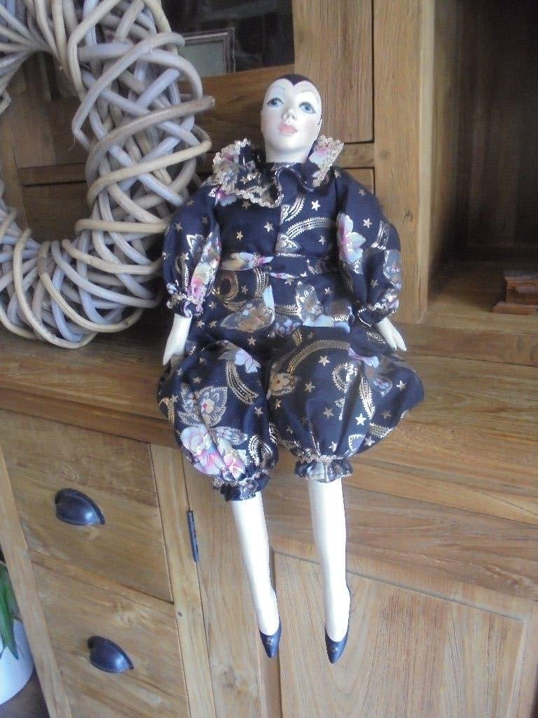 Sofadoll Vintage Grote Pierrot Doll, Antiek en Kunst, Ophalen of Verzenden