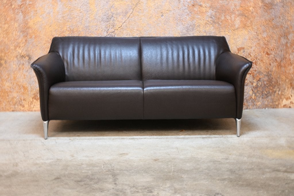 ZGANieuw bruine leren Leolux Mayon design bank, Leolux, Leolux, 150 tot 200 cm, Tweepersoons