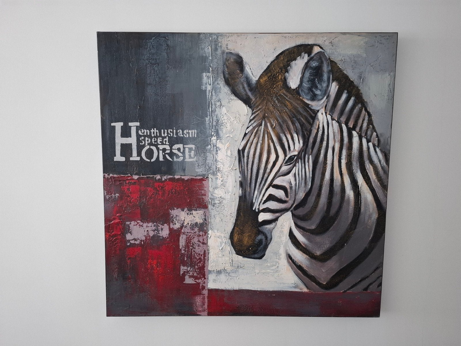 Modern schilderij: Zebra met abstracte achtergrond, Ophalen, Acrylverf, Dieren, Op houten frame